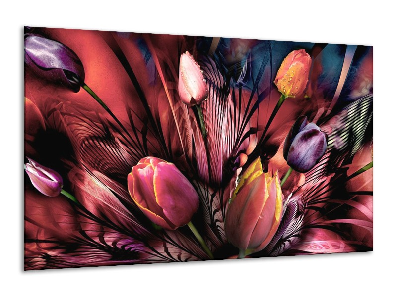 Canvas schilderij Tulpen | Roze, Paars | 120x70cm 1Luik