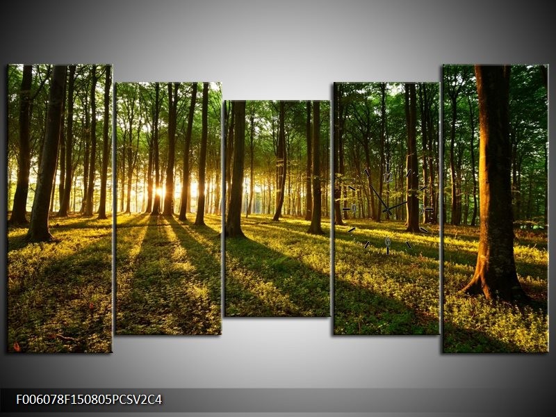 Klok schilderij Natuur | Groen, Geel | 150x80cm 5Luik