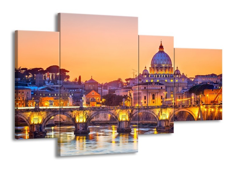 Glas schilderij Brug | Geel, Oranje | 120x75cm 4Luik