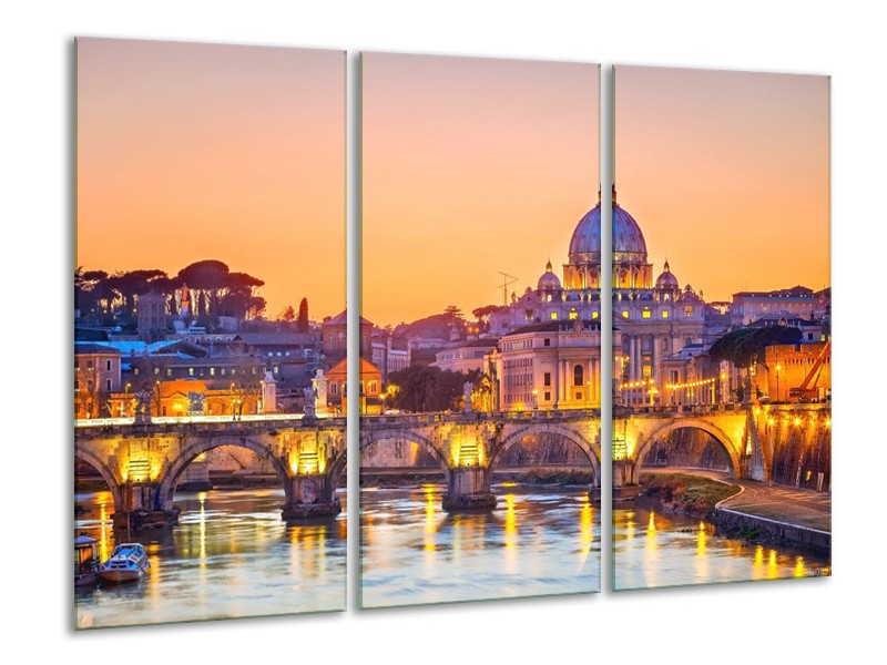 Glas schilderij Brug | Geel, Oranje | 120x80cm 3Luik