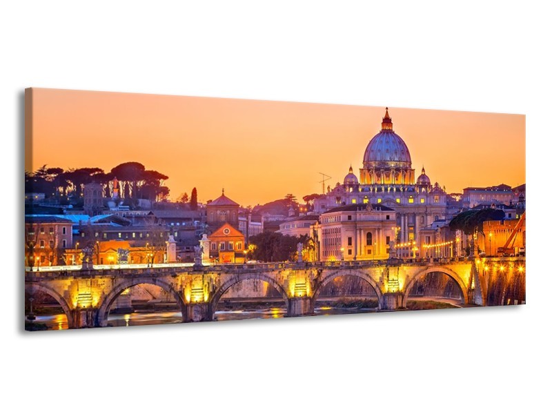 Canvas schilderij Brug | Geel, Oranje | 145x58cm 1Luik
