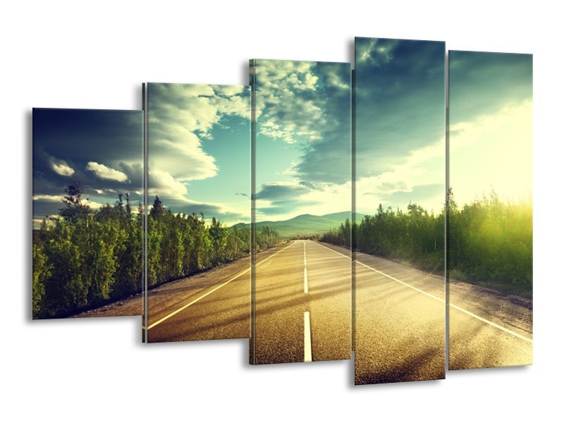 Canvas schilderij Weg | Grijs, Groen | 150x100cm 5Luik