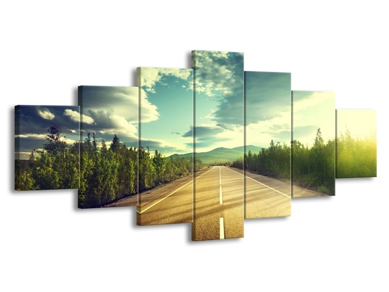 Canvas schilderij Weg | Grijs, Groen | 210x100cm 7Luik