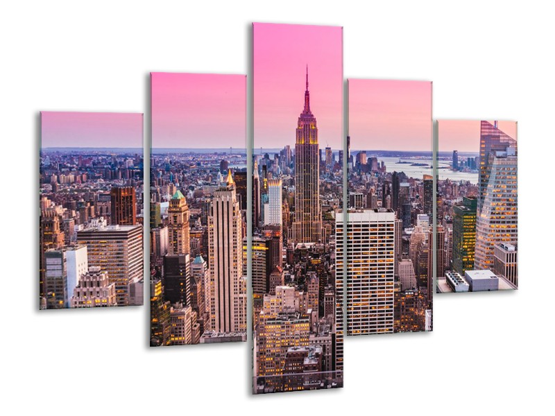 Glas schilderij Wolkenkrabber | Paars, Roze | 100x70cm 5Luik