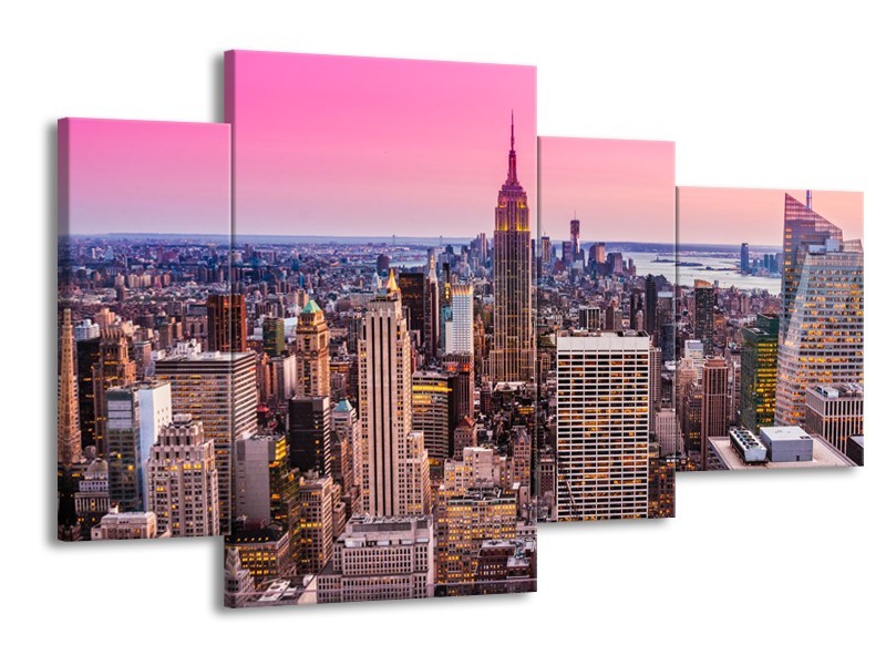 Glas schilderij Wolkenkrabber | Paars, Roze | 120x75cm 4Luik