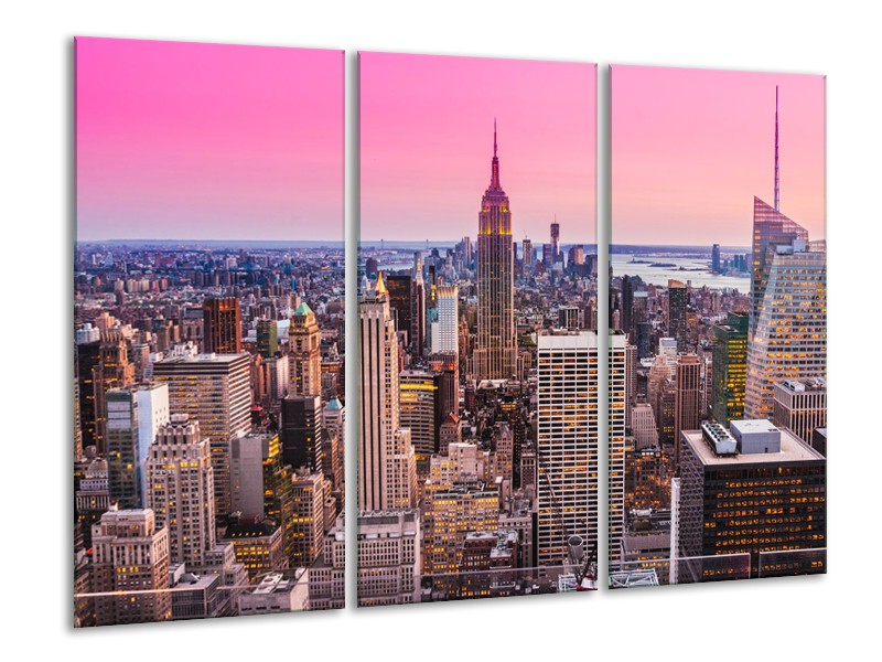 Glas schilderij Wolkenkrabber | Paars, Roze | 120x80cm 3Luik