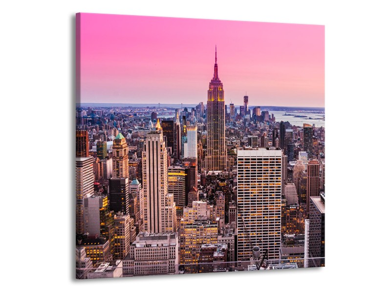 Glas schilderij Wolkenkrabber | Paars, Roze | 50x50cm 1Luik