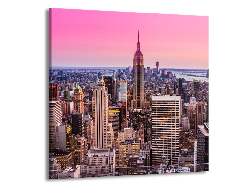 Canvas schilderij Wolkenkrabber | Paars, Roze | 70x70cm 1Luik