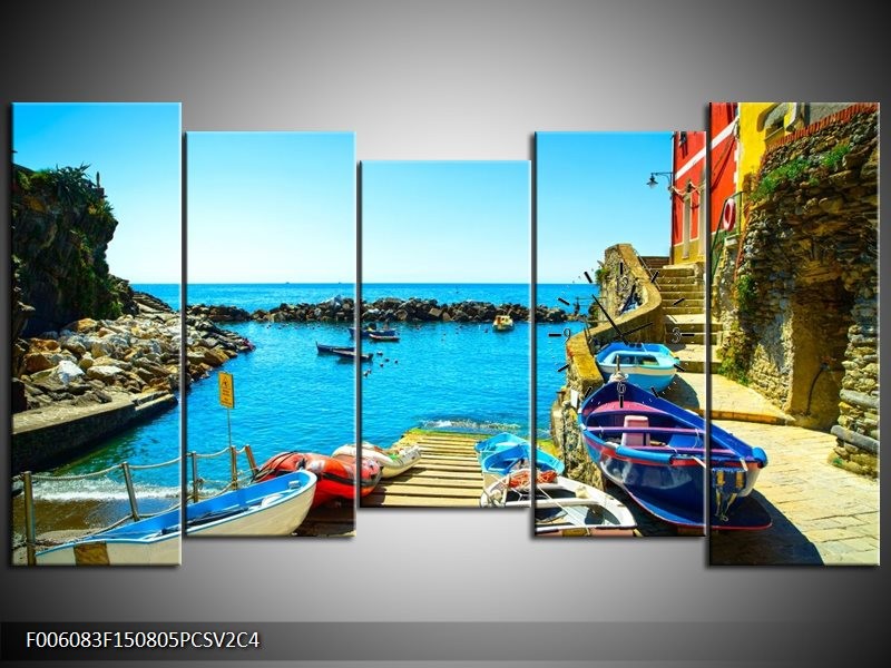 Klok schilderij Venetië | Blauw, Rood | 150x80cm 5Luik