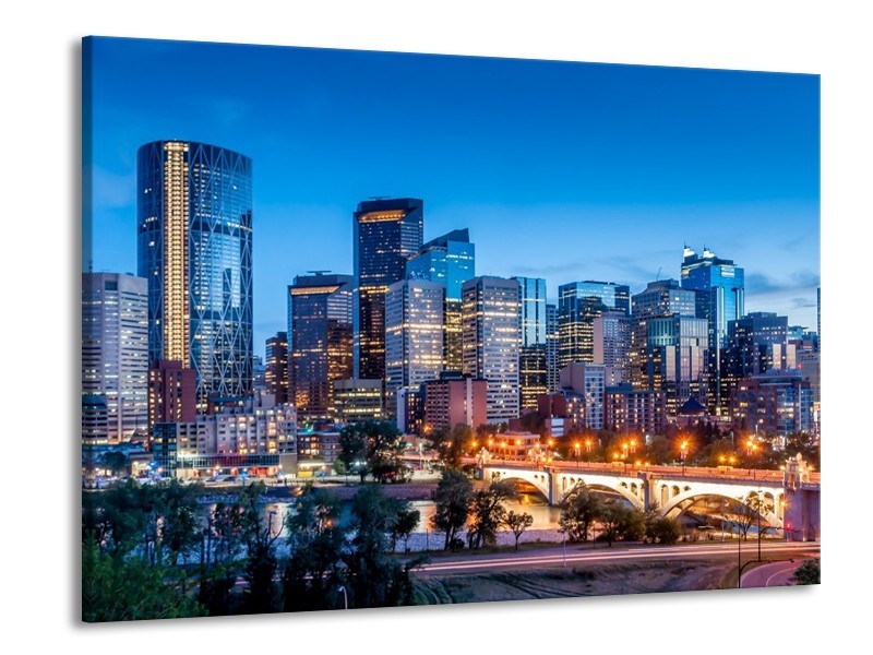 Glas schilderij Wolkenkrabber | Blauw | 100x70cm 1Luik