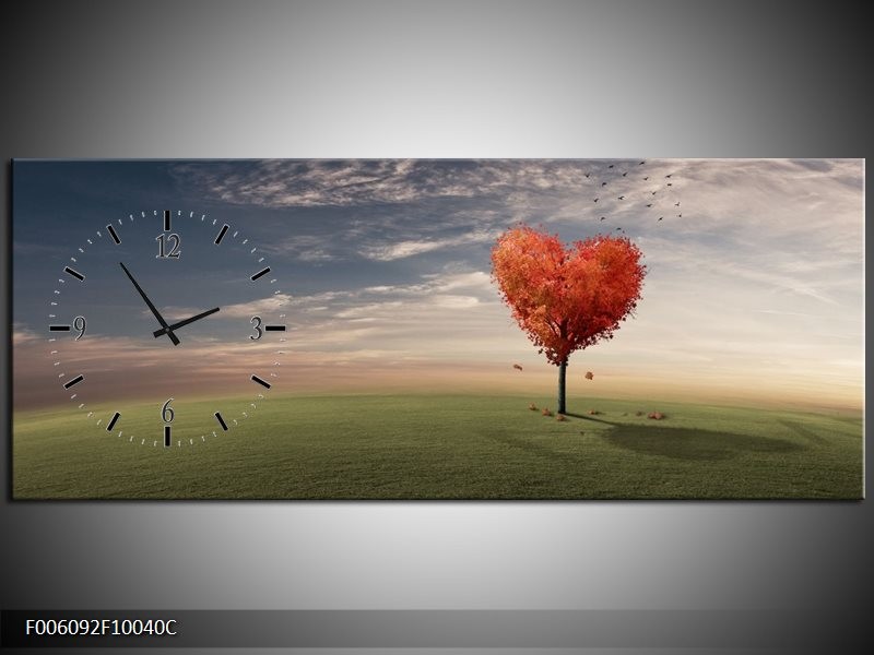 Klok schilderij Natuur | Oranje, Groen, Grijs | 100x40cm 1Luik