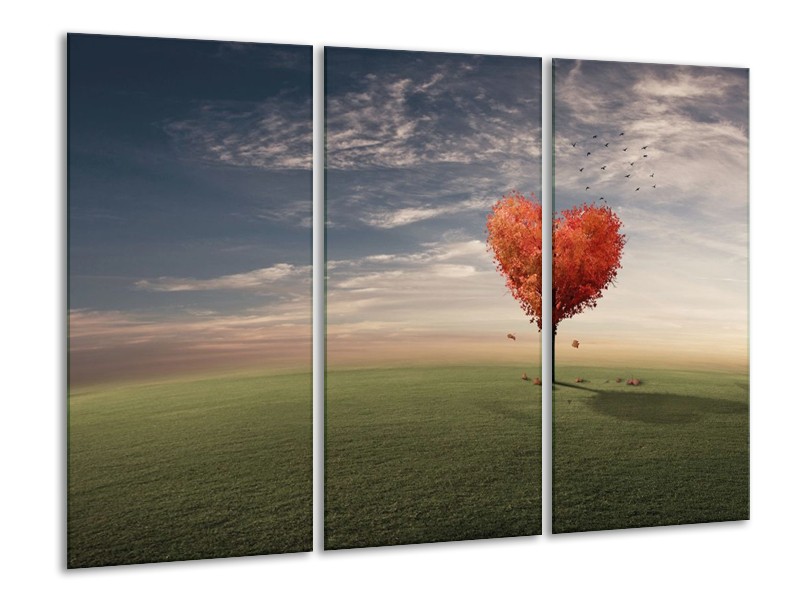 Canvas schilderij Natuur | Oranje, Groen, Grijs | 120x80cm 3Luik