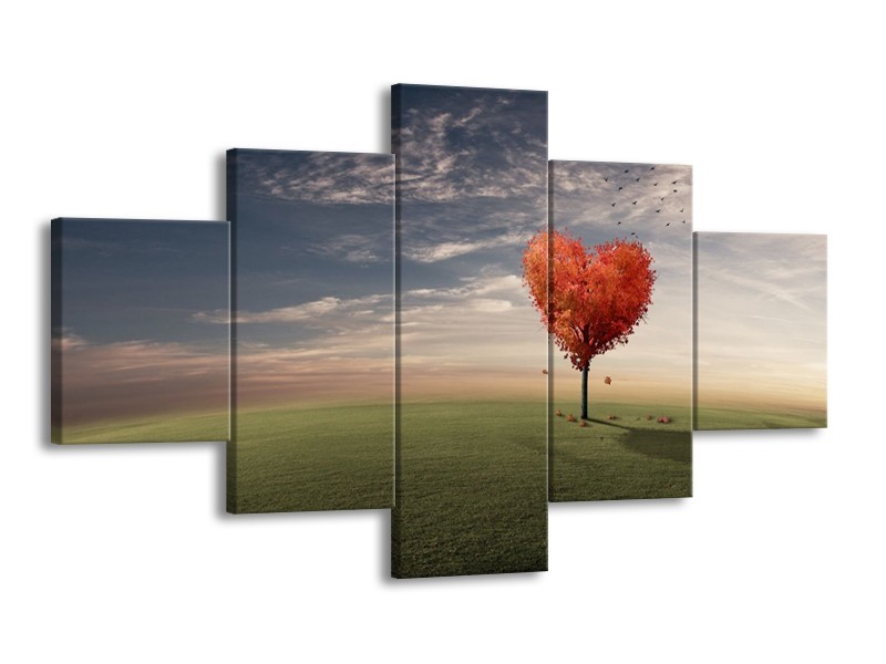 Glas schilderij Natuur | Oranje, Groen, Grijs | 125x70cm 5Luik