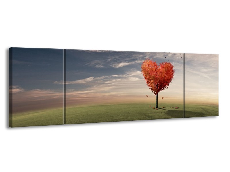 Glas schilderij Natuur | Oranje, Groen, Grijs | 170x50cm 3Luik