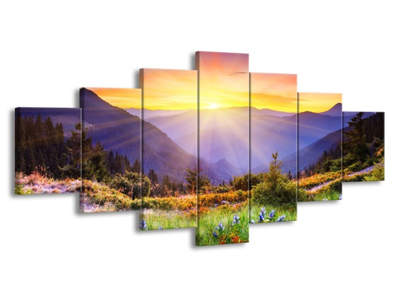 Canvas schilderij Natuur | Geel, Groen, Oranje | 210x100cm 7Luik