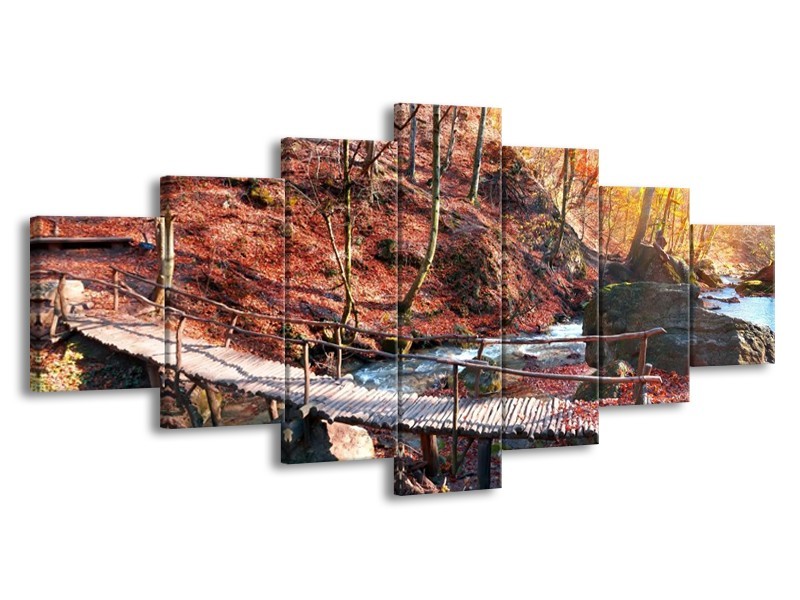 Canvas schilderij Herfst | Geel, Bruin | 210x100cm 7Luik
