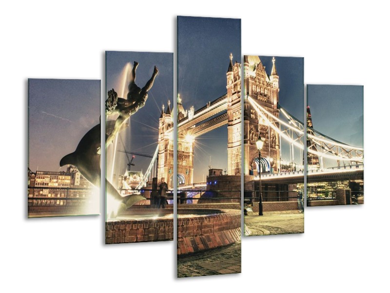 Glas schilderij Brug | Goud, Grijs | 100x70cm 5Luik