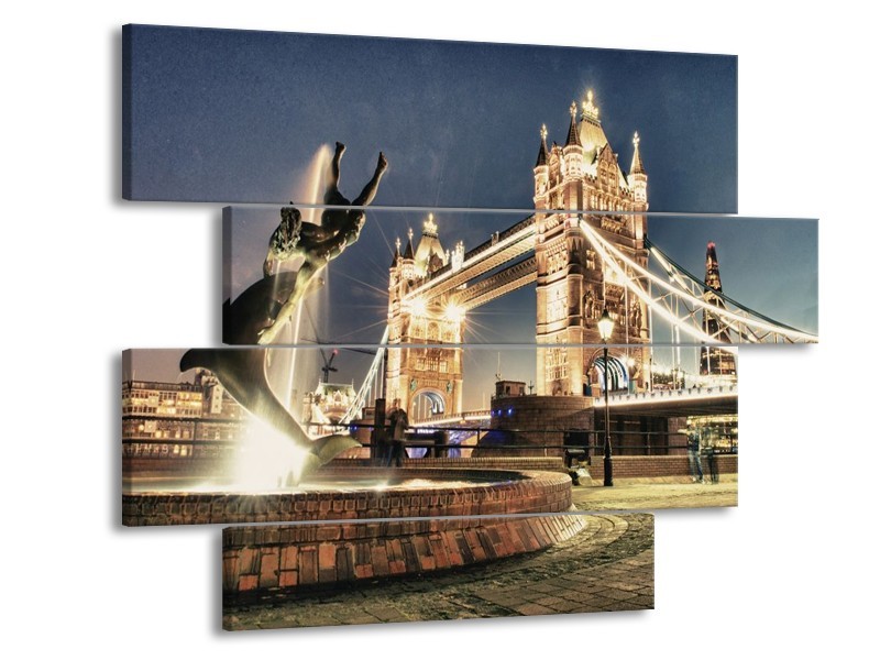 Glas schilderij Brug | Goud, Grijs | 115x85cm 4Luik