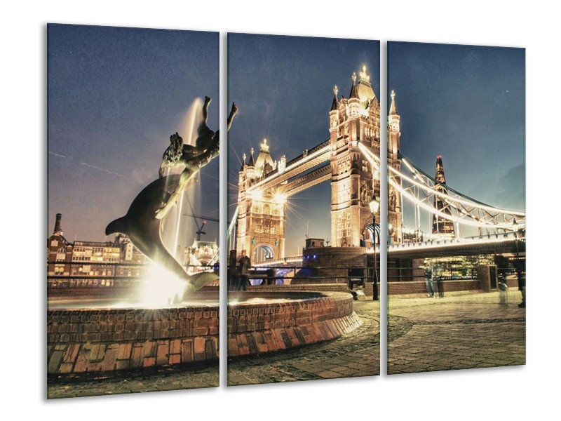 Glas schilderij Brug | Goud, Grijs | 120x80cm 3Luik