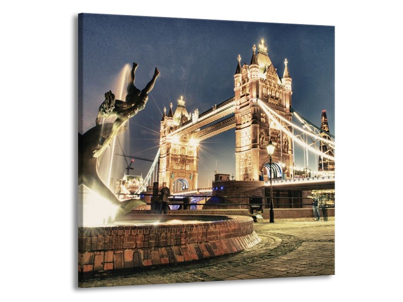 Glas schilderij Brug | Goud, Grijs | 50x50cm 1Luik