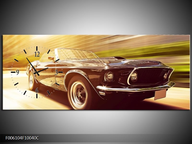 Klok schilderij Mustang | Groen, Geel | 100x40cm 1Luik