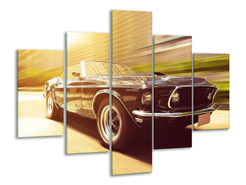 Glas schilderij Mustang | Groen, Geel | 100x70cm 5Luik