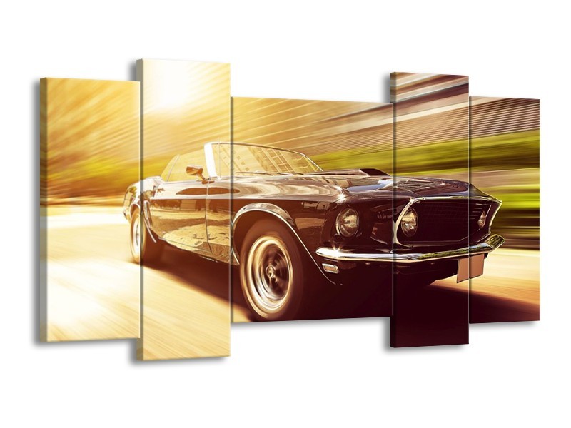 Canvas schilderij Mustang | Groen, Geel | 120x65 5Luik