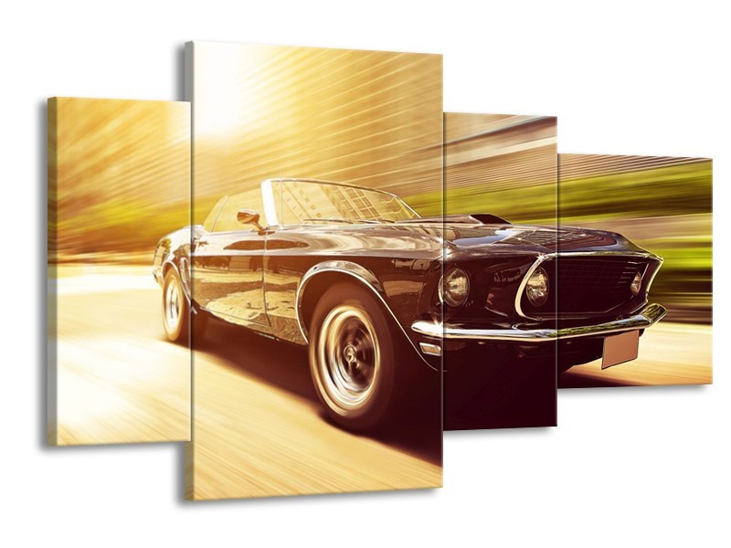 Glas schilderij Mustang | Groen, Geel | 120x75cm 4Luik