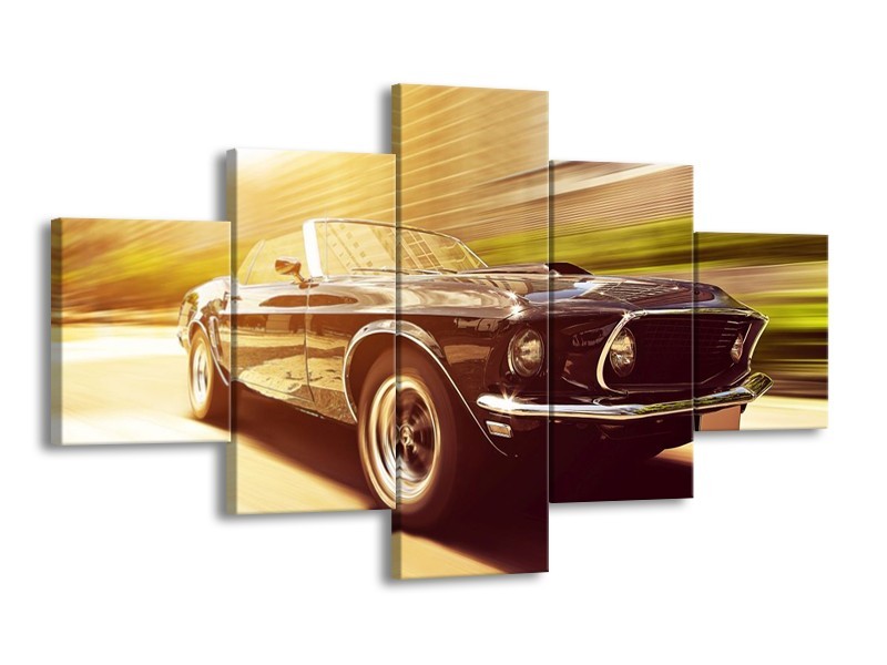 Glas schilderij Mustang | Groen, Geel | 125x70cm 5Luik
