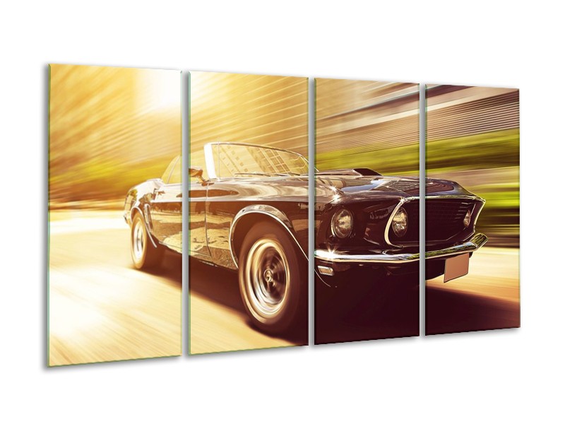 Glas schilderij Mustang | Groen, Geel | 160x80cm 4Luik