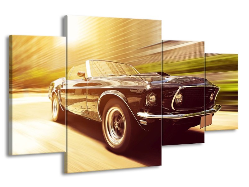 Glas schilderij Mustang | Groen, Geel | 160x90cm 4Luik
