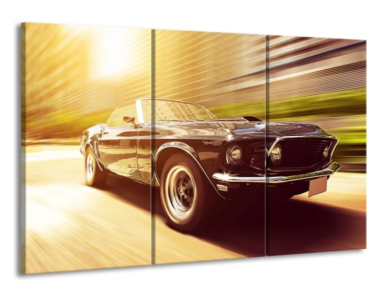 Glas schilderij Mustang | Groen, Geel | 165x100cm 3Luik