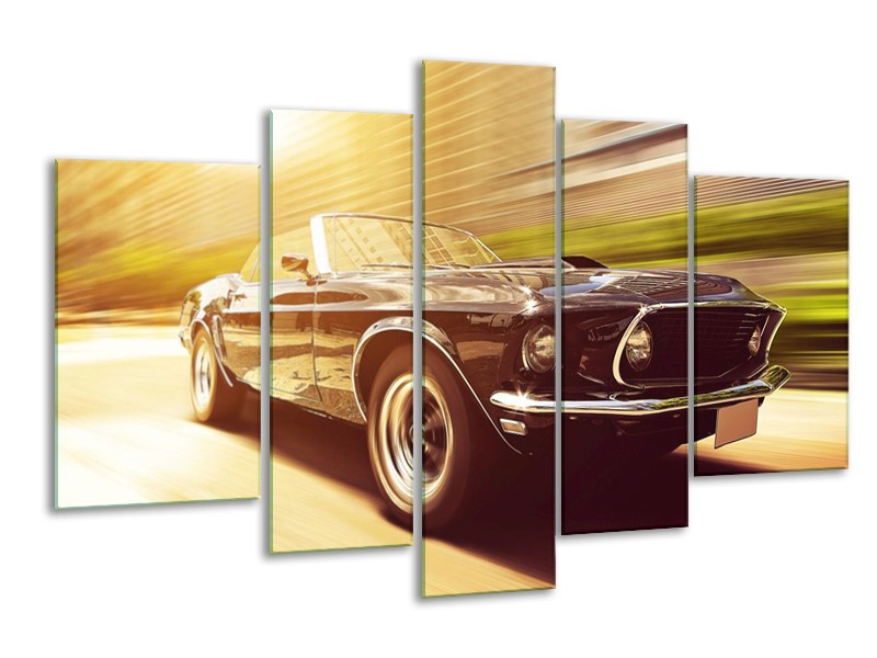 Glas schilderij Mustang | Groen, Geel | 170x100cm 5Luik