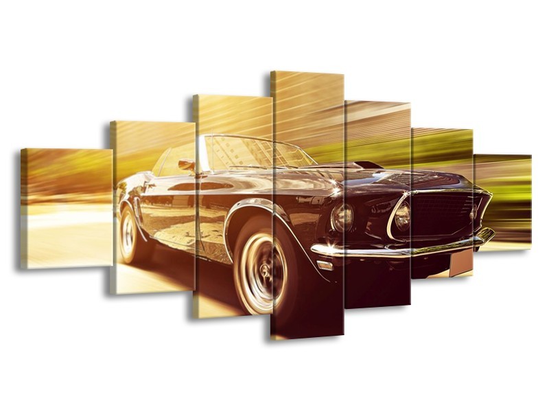 Canvas schilderij Mustang | Groen, Geel | 210x100cm 7Luik