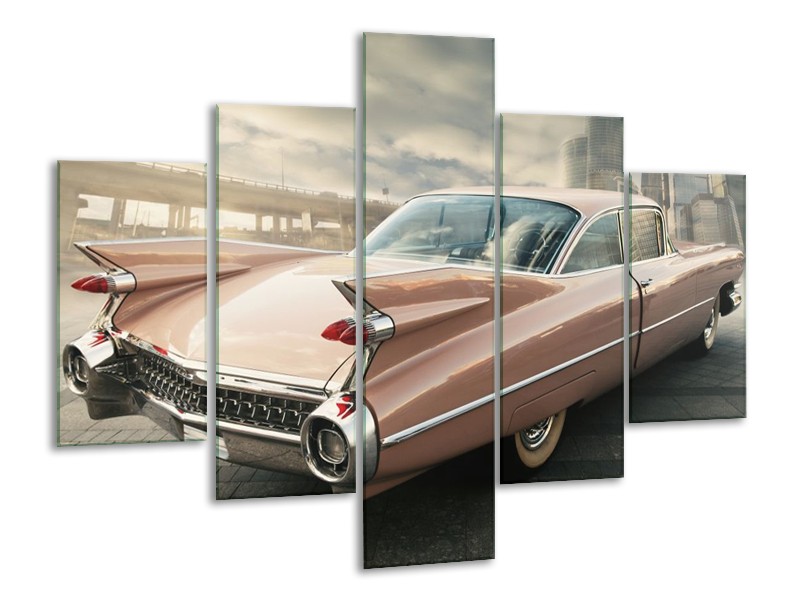 Glas schilderij Oldtimer | Bruin, Grijs | 100x70cm 5Luik