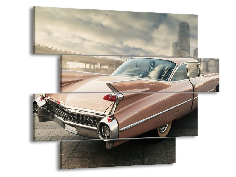 Glas schilderij Oldtimer | Bruin, Grijs | 115x85cm 4Luik