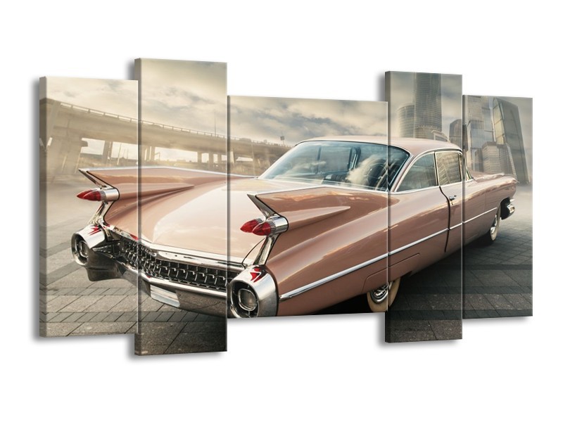 Glas schilderij Oldtimer | Bruin, Grijs | 120x65cm 5Luik
