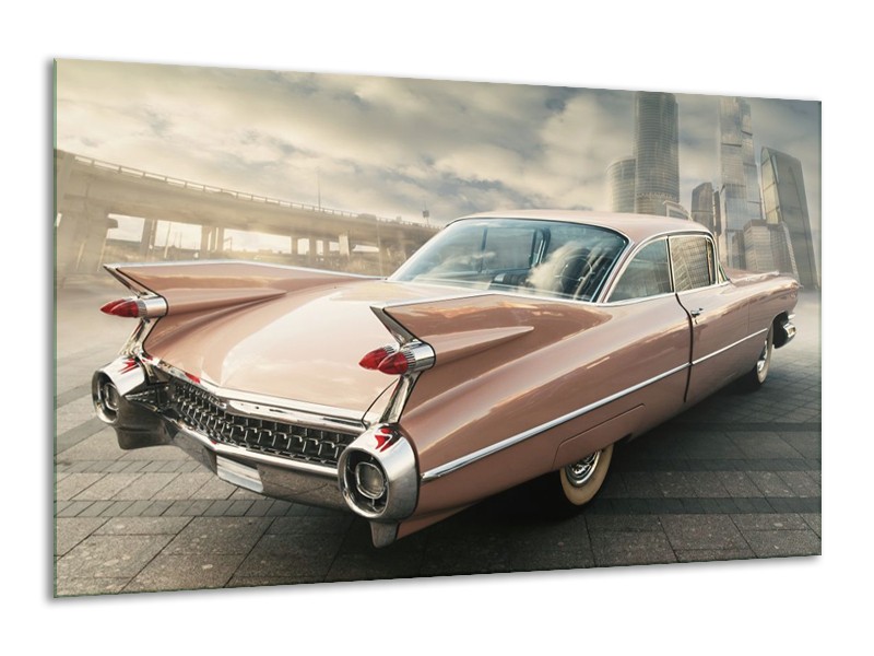 Glas schilderij Oldtimer | Bruin, Grijs | 120x70cm 1Luik