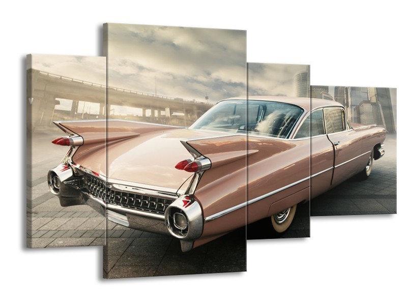 Glas schilderij Oldtimer | Bruin, Grijs | 120x75cm 4Luik