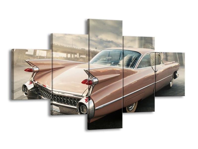 Glas schilderij Oldtimer | Bruin, Grijs | 125x70cm 5Luik