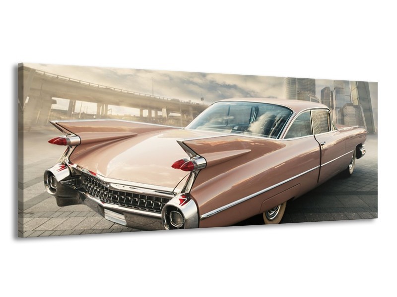 Glas schilderij Oldtimer | Bruin, Grijs | 145x58cm 1Luik