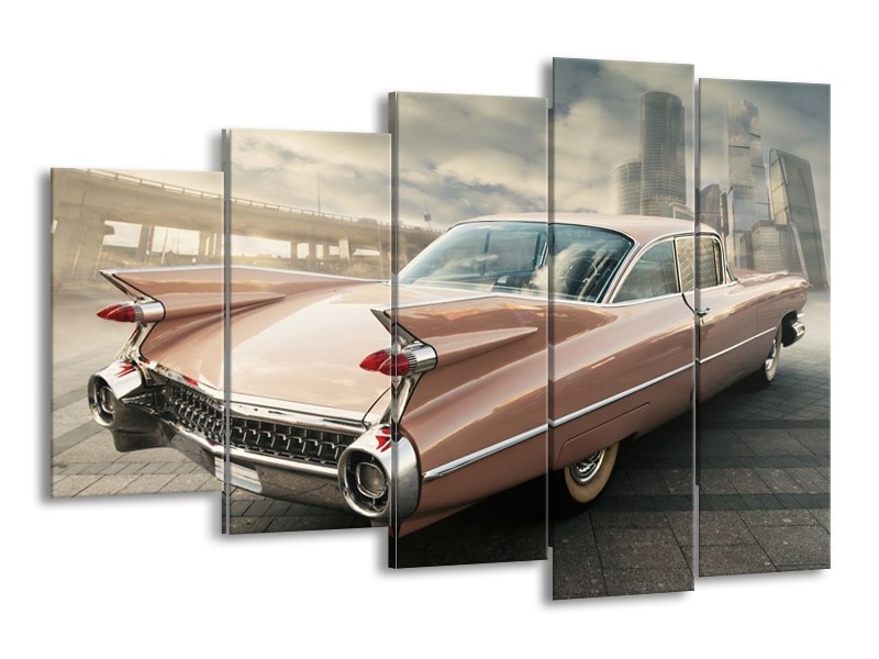 Glas schilderij Oldtimer | Bruin, Grijs | 150x100cm 5Luik