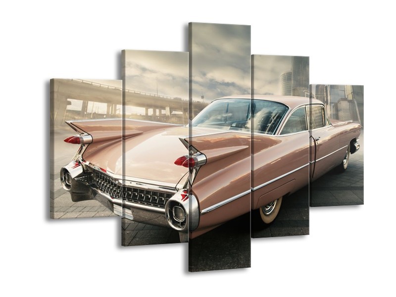 Glas schilderij Oldtimer | Bruin, Grijs | 150x105cm 5Luik