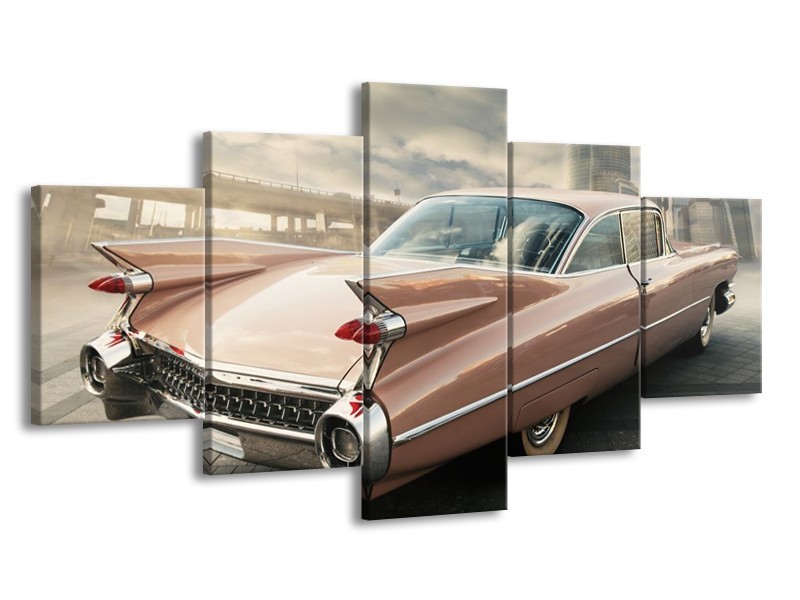 Glas schilderij Oldtimer | Bruin, Grijs | 150x80cm 5Luik