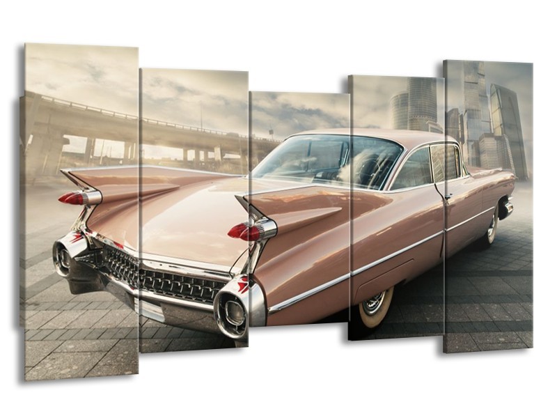 Glas schilderij Oldtimer | Bruin, Grijs | 150x80cm 5Luik