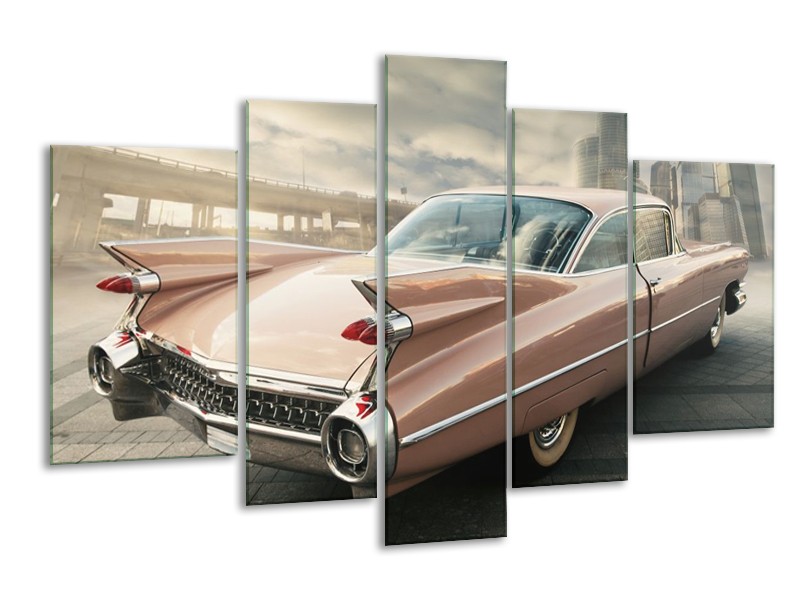Glas schilderij Oldtimer | Bruin, Grijs | 170x100cm 5Luik