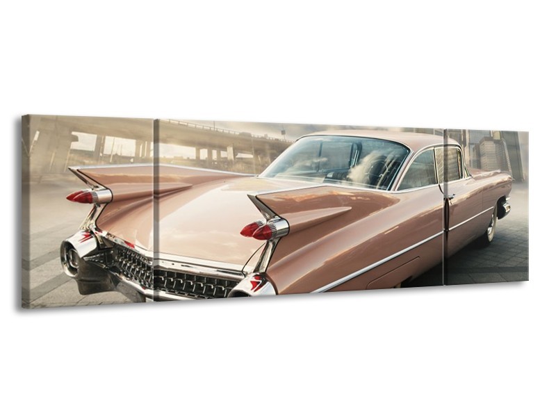 Glas schilderij Oldtimer | Bruin, Grijs | 170x50cm 3Luik