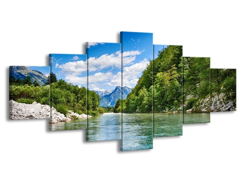 Canvas schilderij Bergen | Groen, Blauw | 210x100cm 7Luik