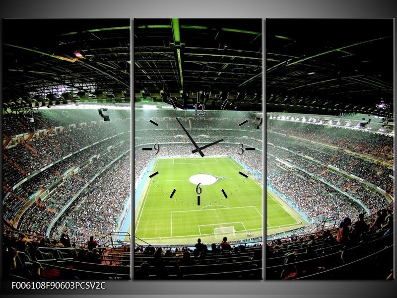 Klok schilderij Stadion | Groen | 90x60cm 3Luik