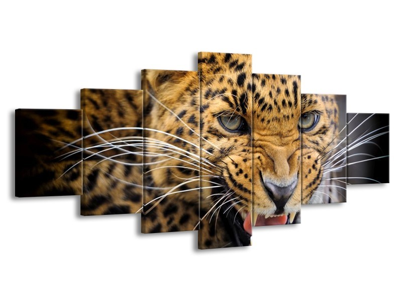 Canvas schilderij Luipaard | Bruin, Zwart | 210x100cm 7Luik